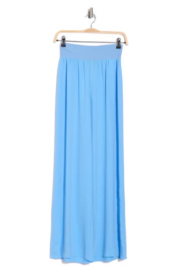 Theory Slit Wide-leg Pant In Crepe In Blue