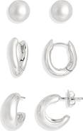 NORDSTROM RACK Demi Fine Set of 3 Stud & Huggie Hoop Earrings