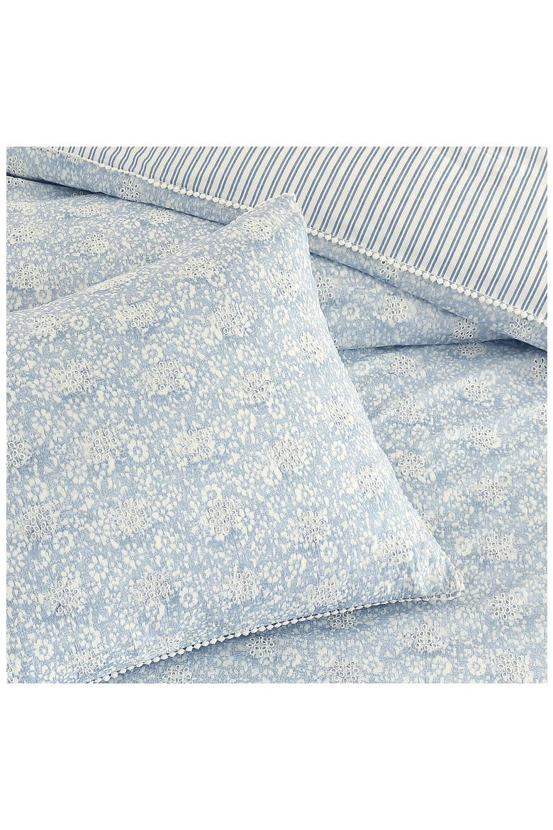 Eyelet Ikat Print Duvet Cover & Shams Set, Alternate, color, BLUE