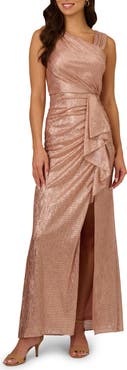 Adrianna Papell Metallic Foil Gown