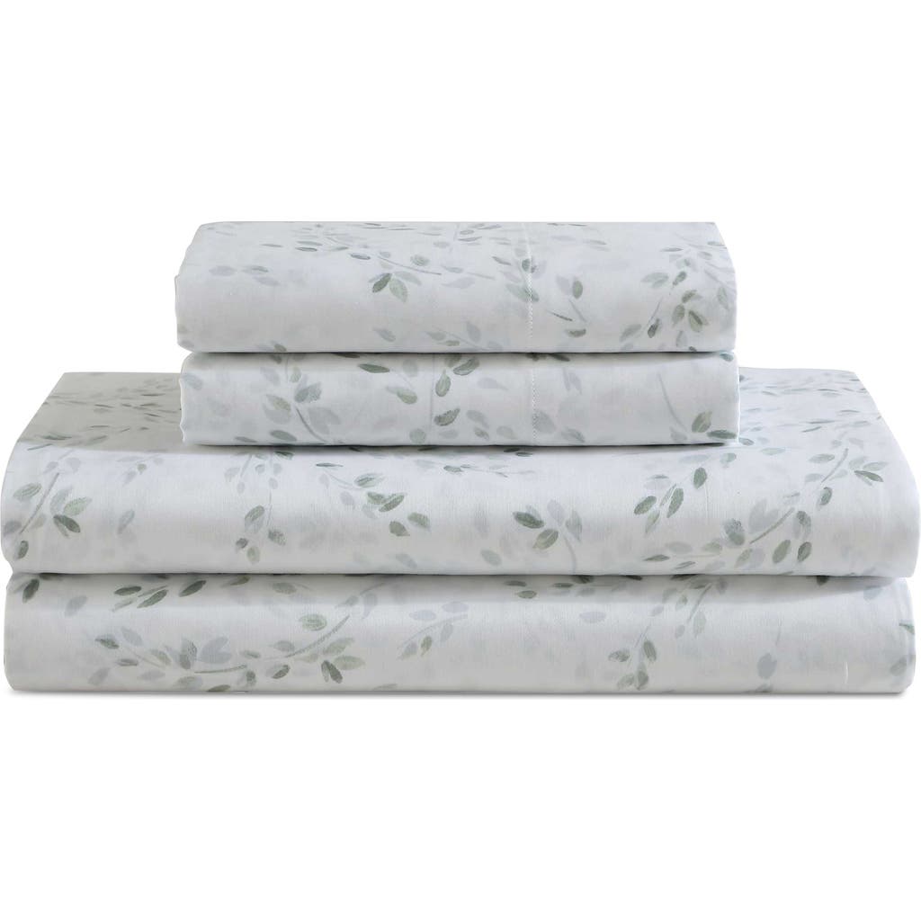 Calvin Klein Airy Botanical 300 Thread Count Sateen Sheet Set In Pale Green