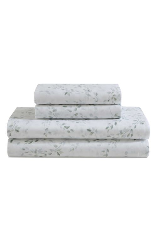 Calvin Klein Airy Botanical 300 Thread Count Sateen Sheet Set In Pale Green