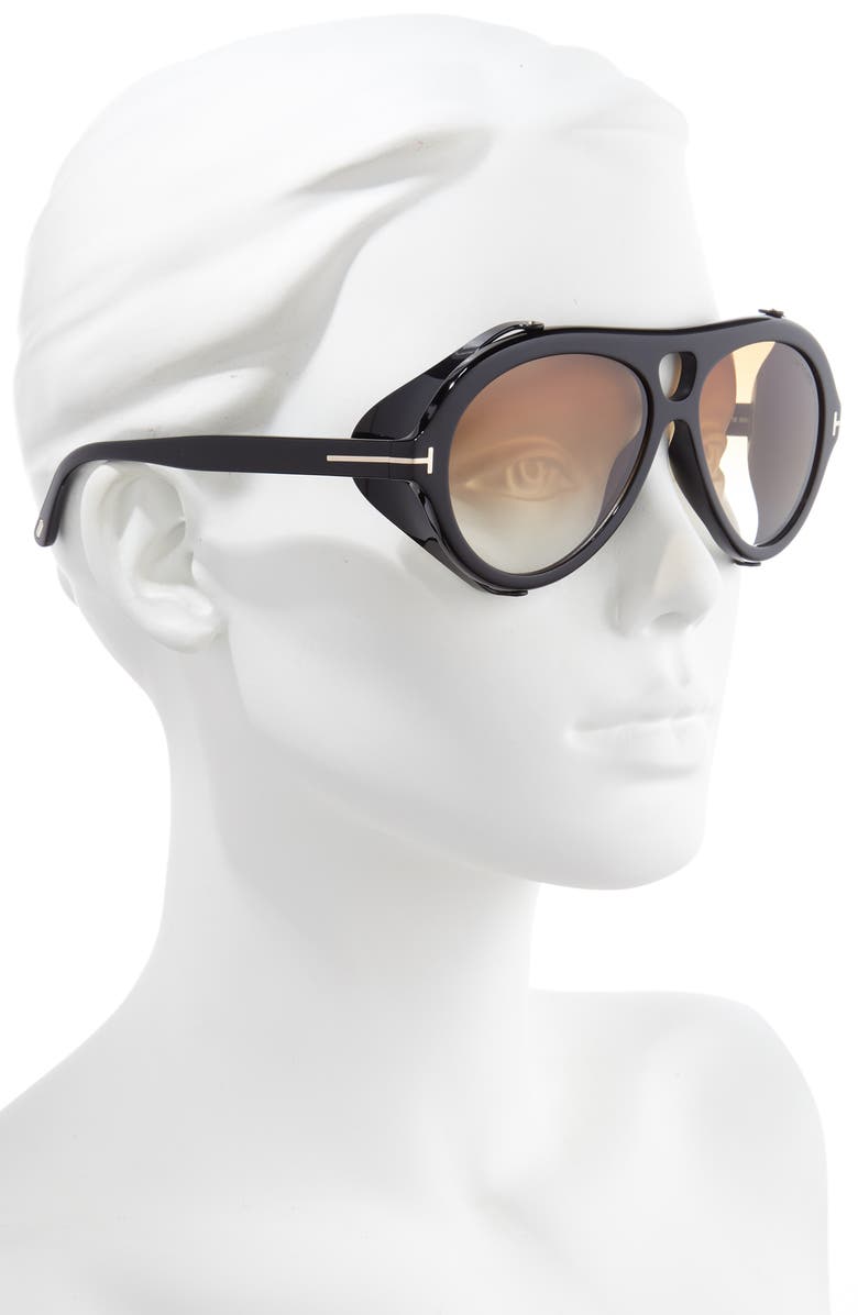 TOM FORD Neughman 60mm Gradient Round Aviator Sunglasses, Alternate, color, 