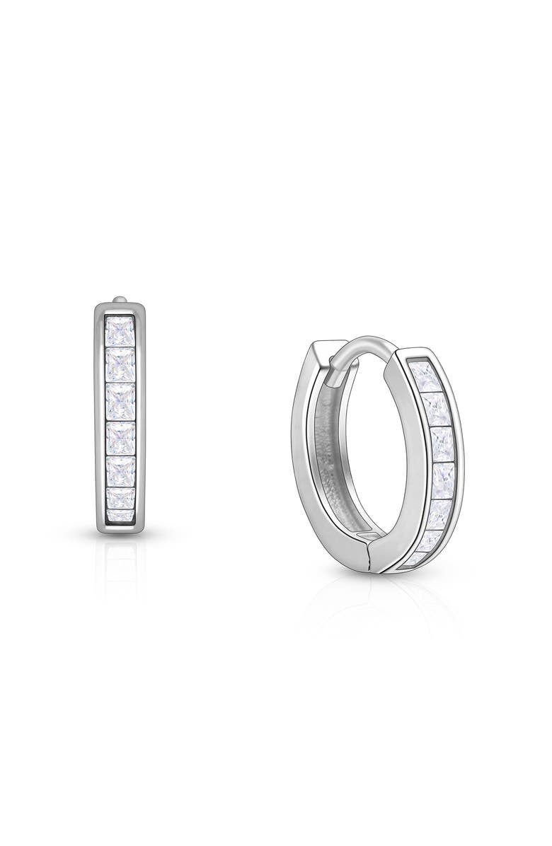 Tiny Blessings Channel Cut CZ 11mm Huggie Hoops Earrings, Main, color, Sterling Silver