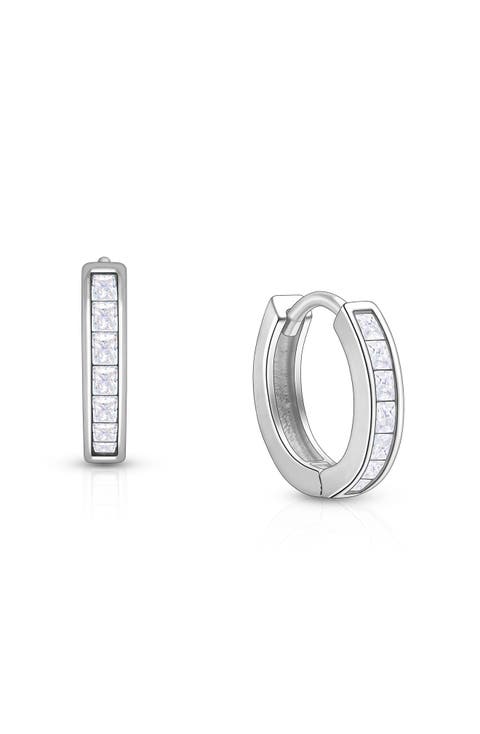 Channel Cut CZ 11mm Huggie Hoops Earrings