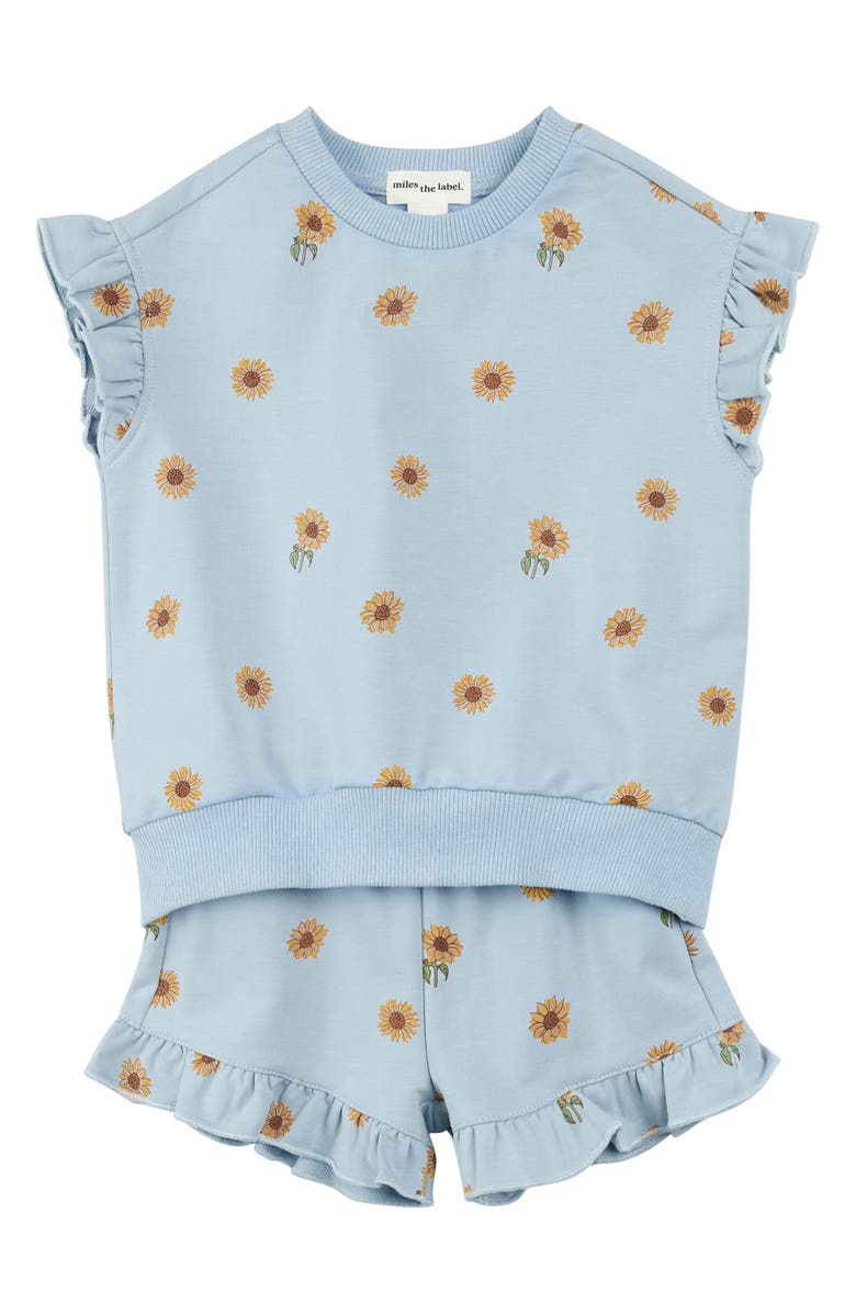 MILES THE LABEL Sunflower Print Sweatshirt & Shorts Set, Main, color,