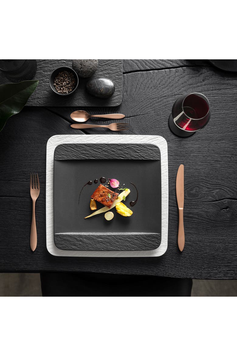 Manufacture Rock Square Dinner Plate, Alternate, color, black
