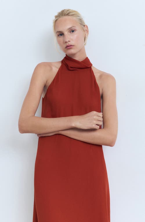 Mango Tie Neck Sleeveless Maxi Dress In Red