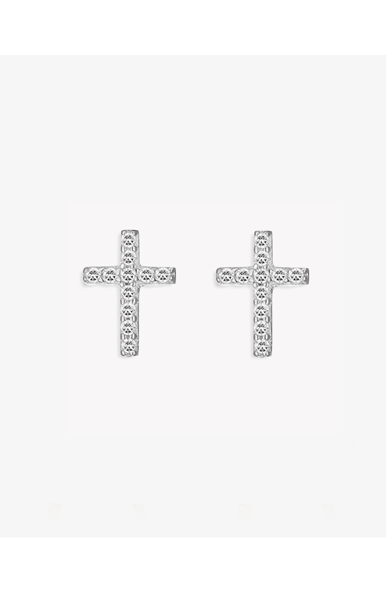BEN ONI Pave CZ Cross Stud Earrings, Main, color, Silver