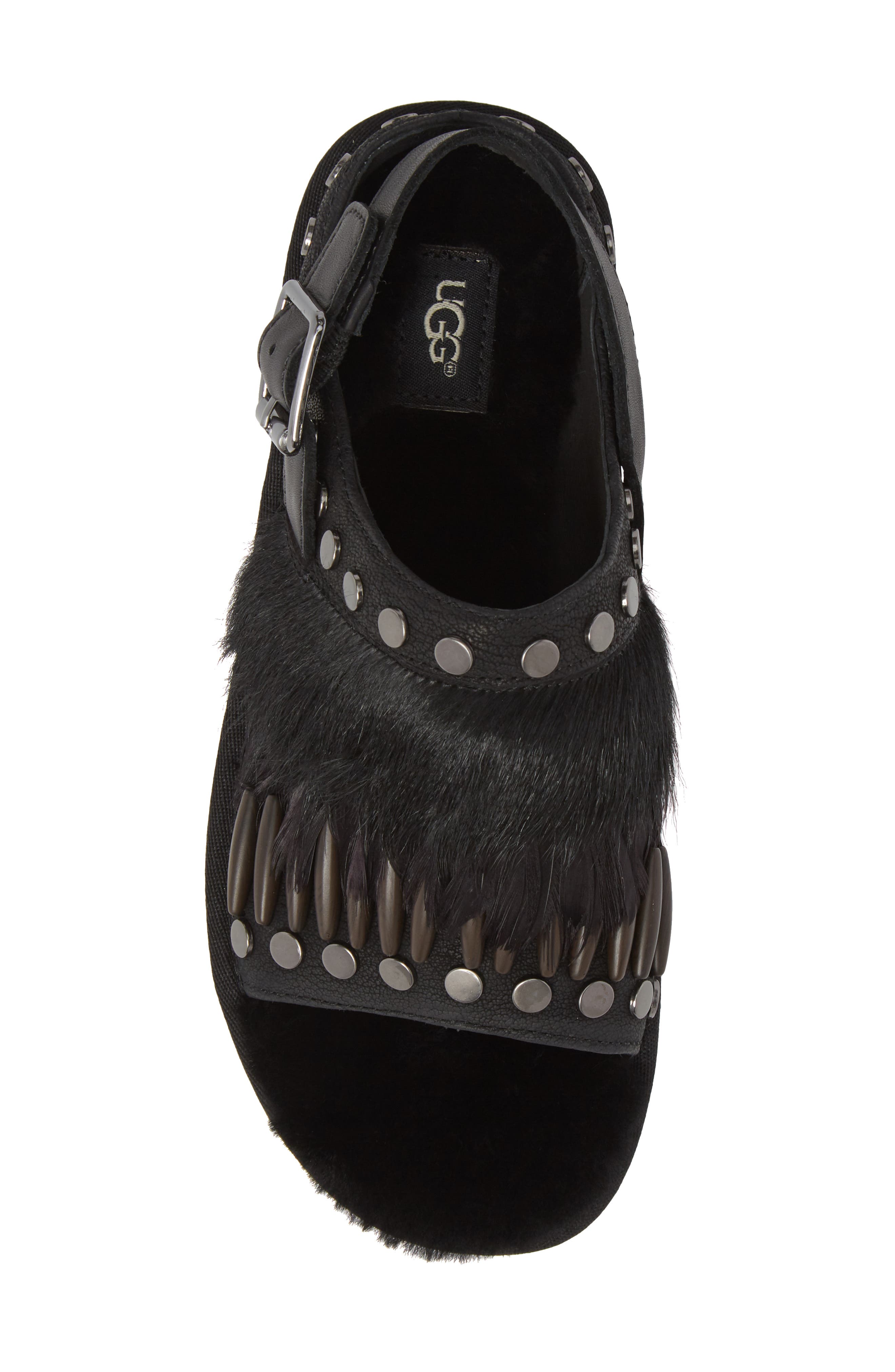 UGG<sup>®</sup> Biker Chic Genuine Shearling & Feather Sandal, Alternate, color, 