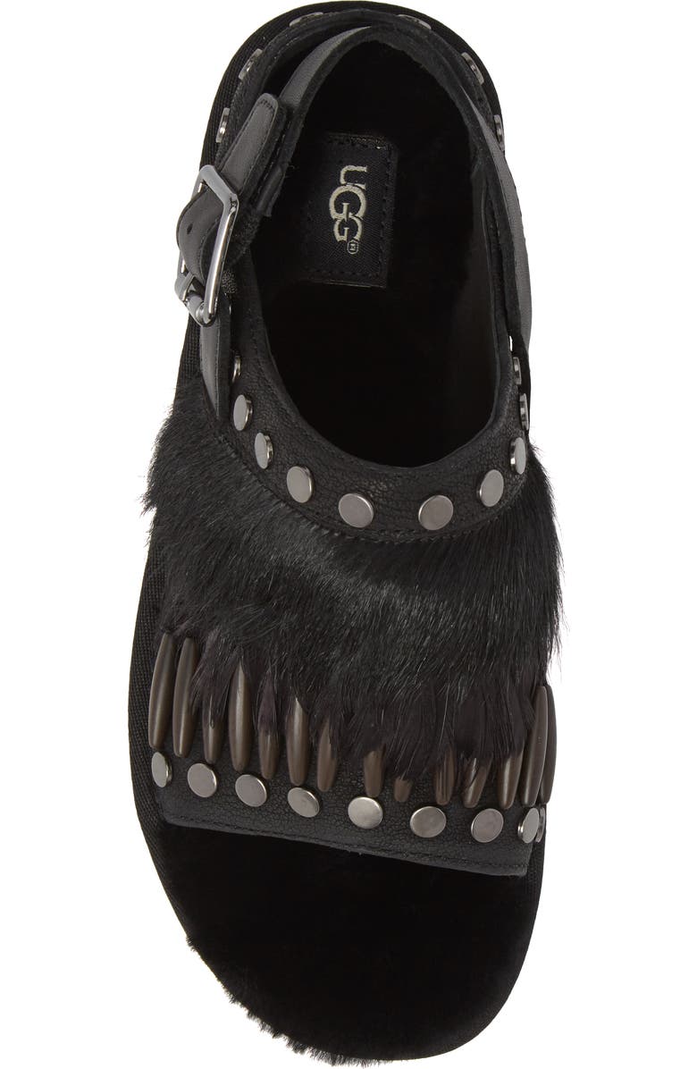 UGG<sup>®</sup> Biker Chic Genuine Shearling & Feather Sandal, Alternate, color,
