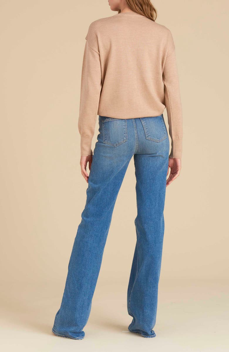 Veronica Beard Leni Stripe Tie Neck Merino Wool Sweater, Alternate, color, 