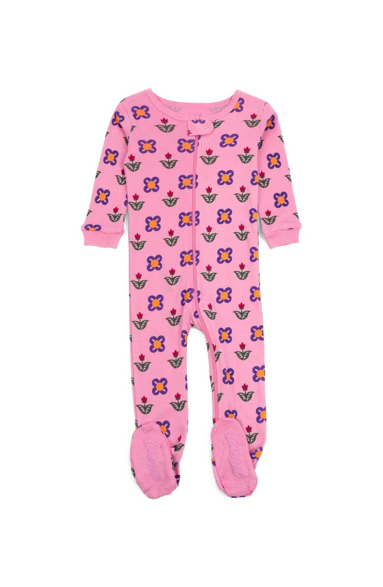 Leveret Footed Cotton Matching Family Pajamas, Nature & Water Prints, Main, color, Flower Pot
