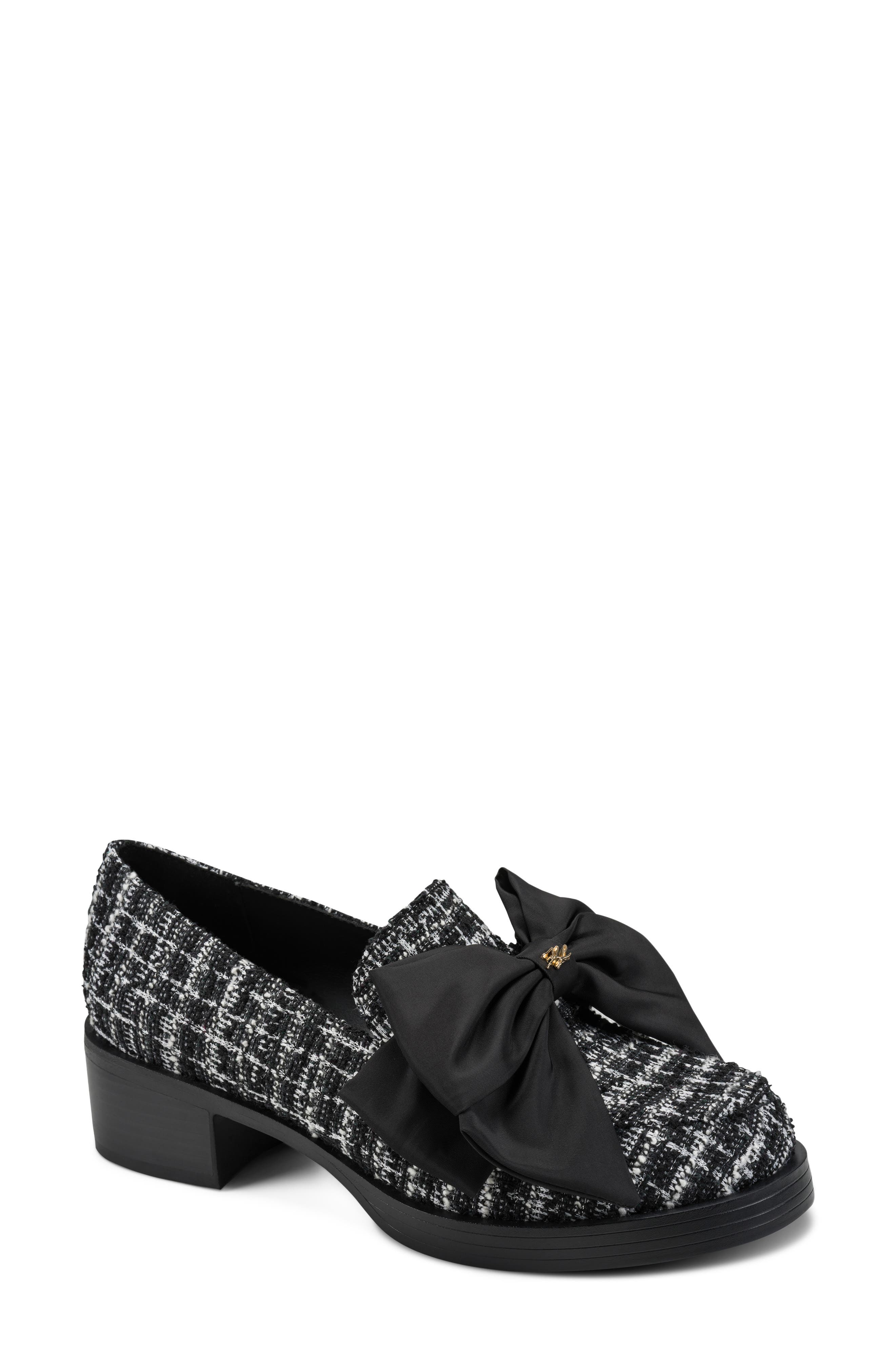 Camilia Bow Loafer, Main, color, BLACK/ WHITE