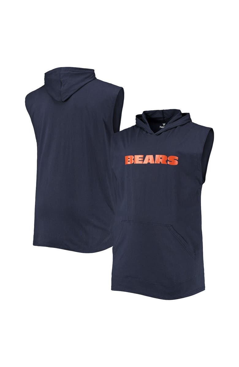 PROFILE Men's Navy Chicago Bears Big & Tall Muscle Sleeveless Pullover Hoodie, Alternate, color, 