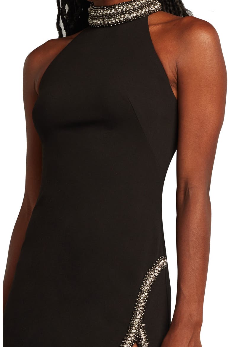 Embellished Stretch Midi Dress, Alternate, color, BLACK
