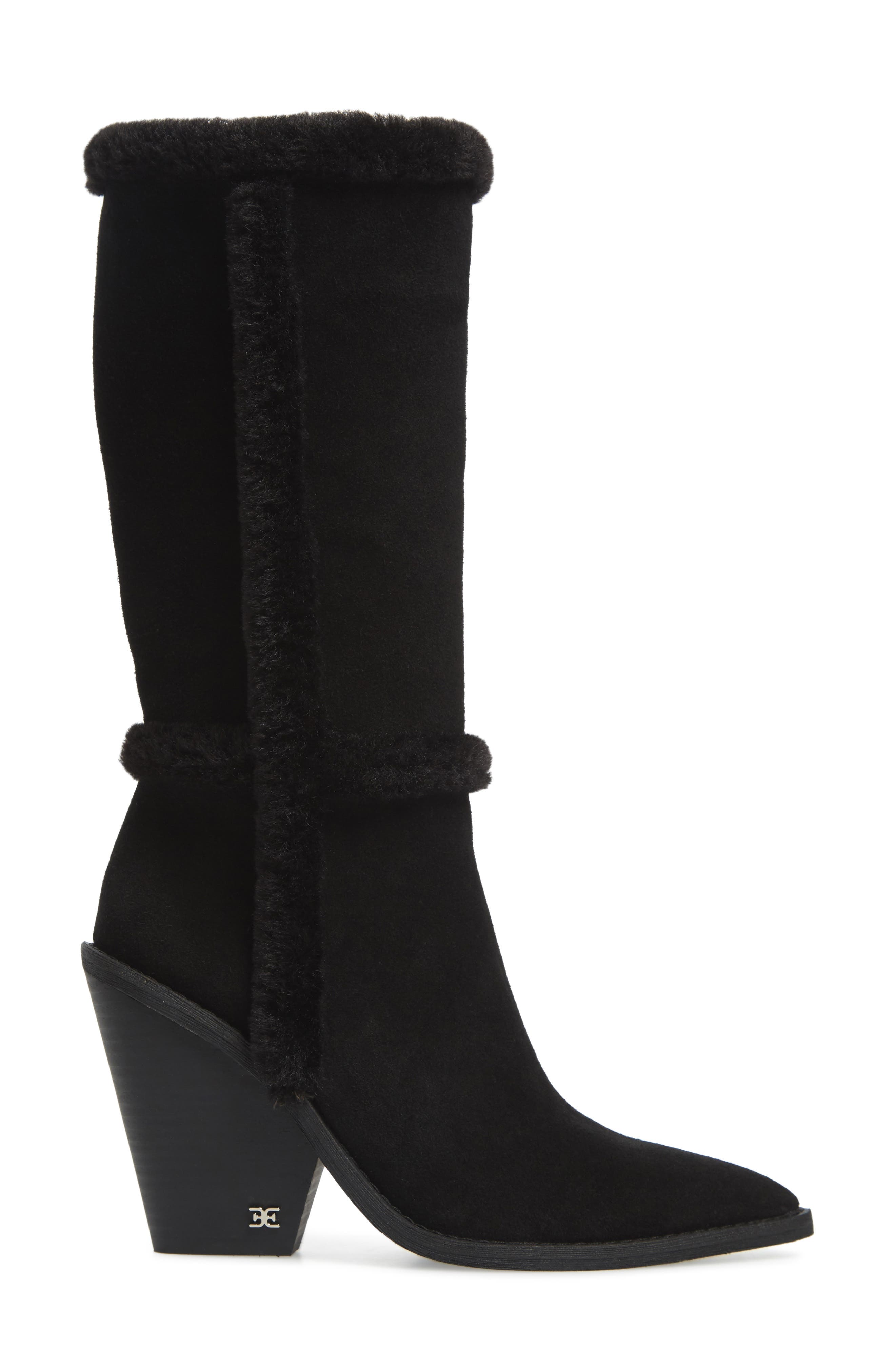 Sam Edelman Ilsa Faux Fur Trim Block Heel Boot, Alternate, color, 
