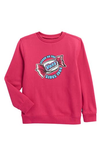 Vans Kids' Stuck On Cotton Blend Crewneck Sweatshirt In Red