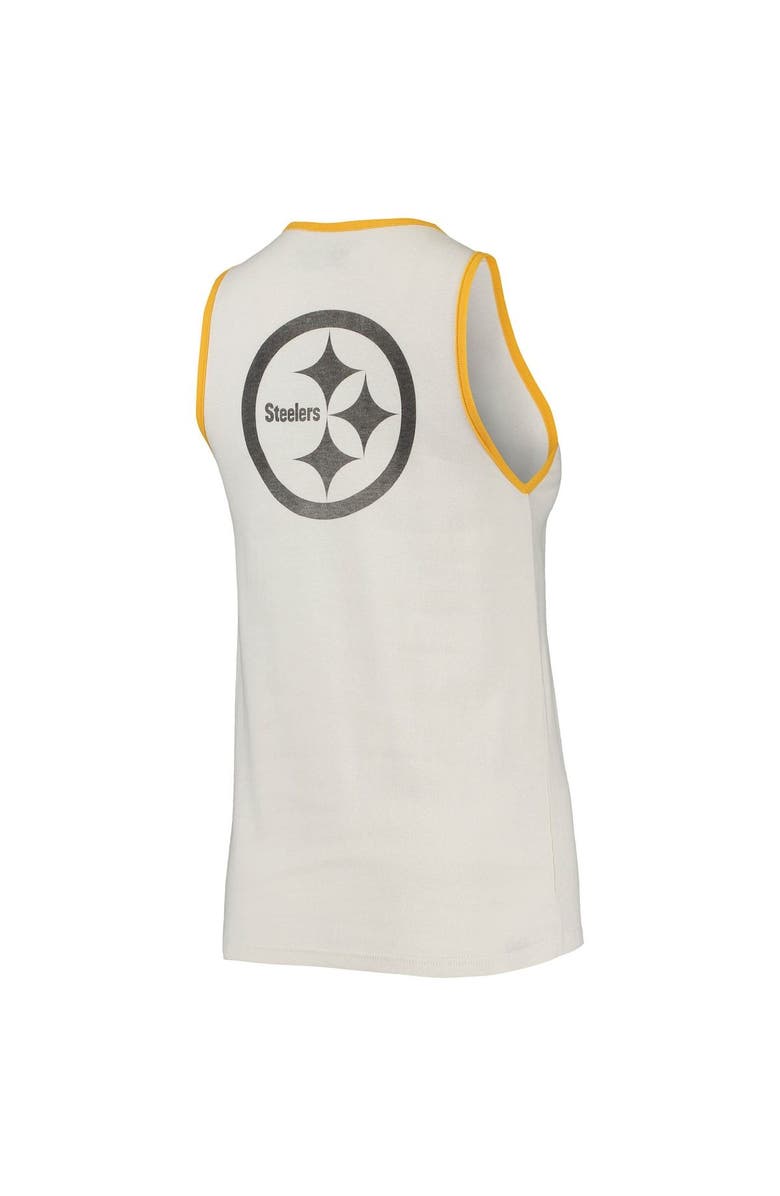 Junk Food Women's Junk Food White/Gold Pittsburgh Steelers Throwback Pop Binding Scoop Neck Tank Top, Alternate, color,