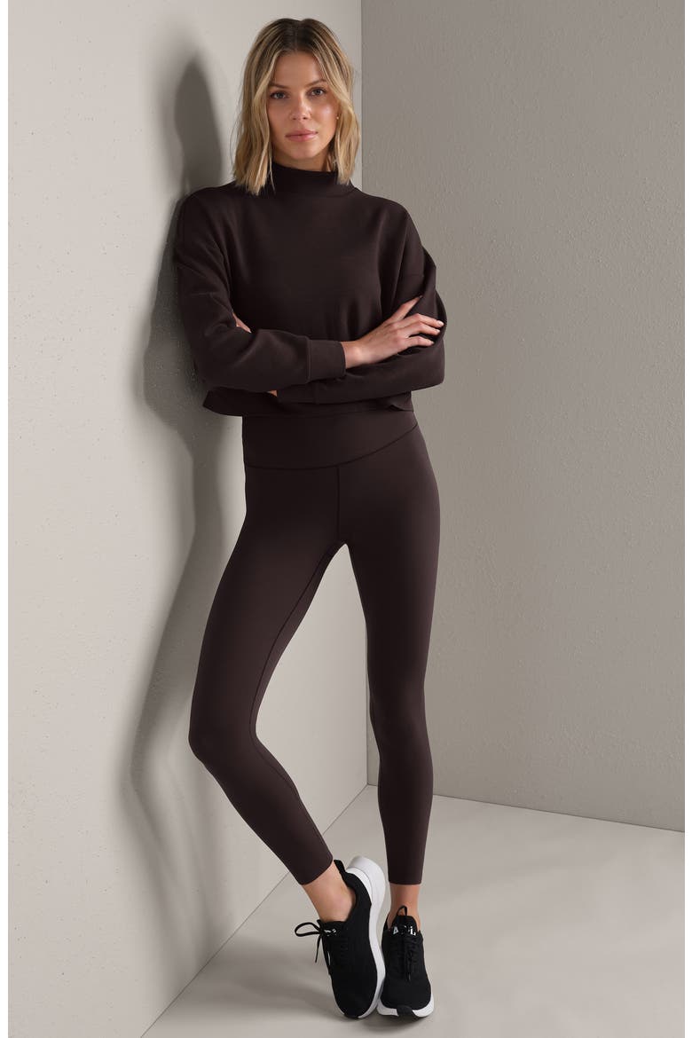 DreamGlow Mock Neck Crop Sweatshirt, Alternate, color, DARK ESPRESSO