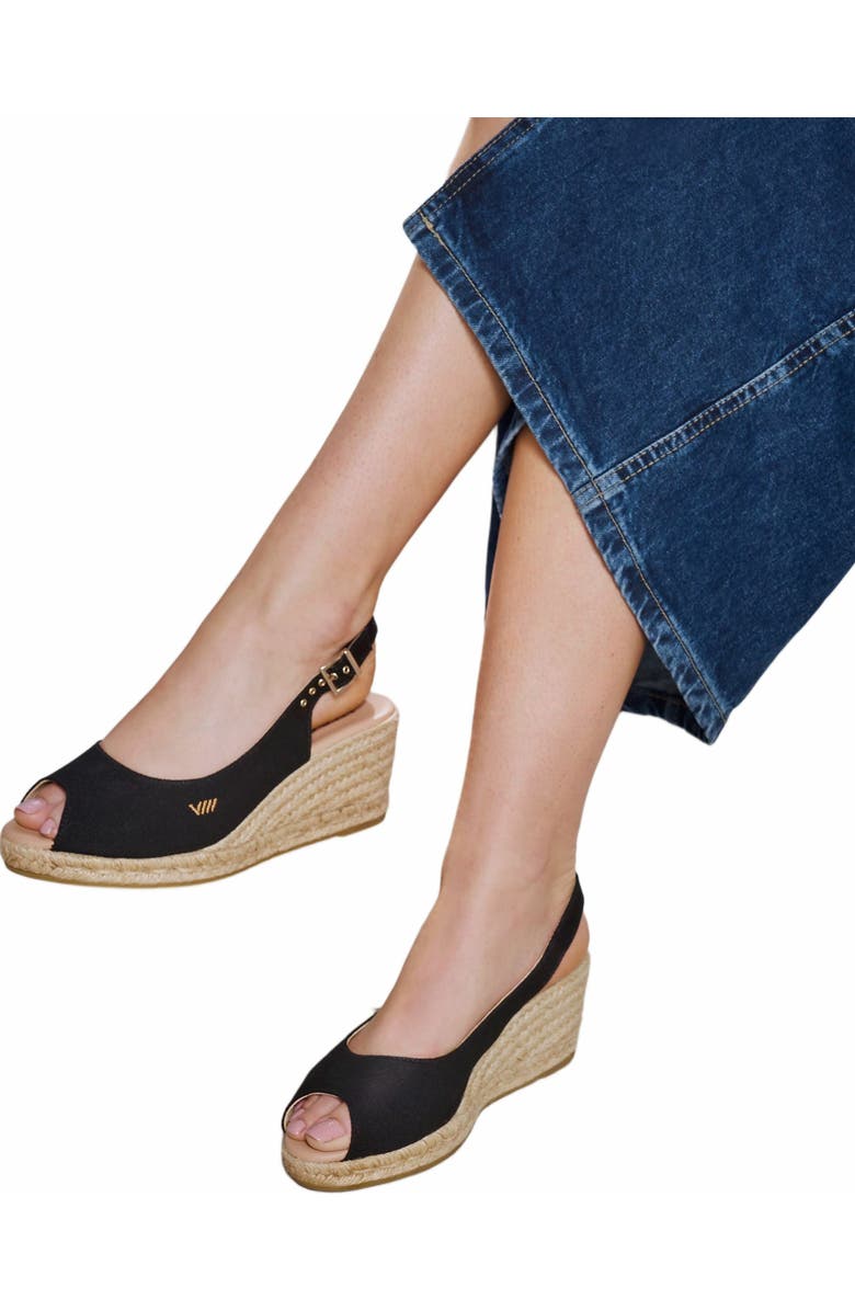 VISCATA Gavina Canvas Espadrille Sandal Wedges, Alternate, color, Black