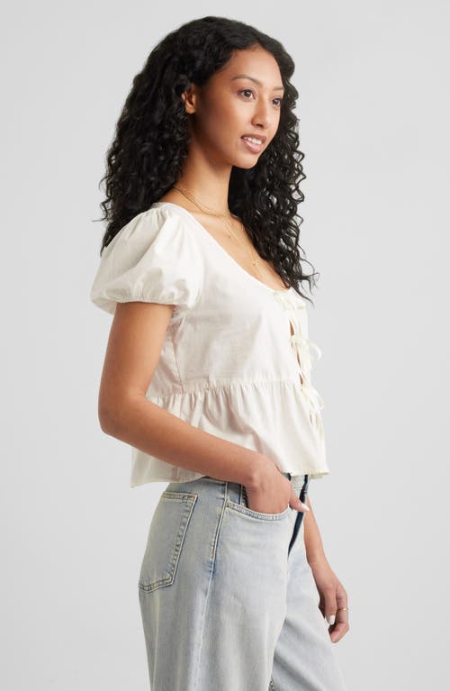 Shop Bp. Tie Front Cotton Poplin Top In White Blanc