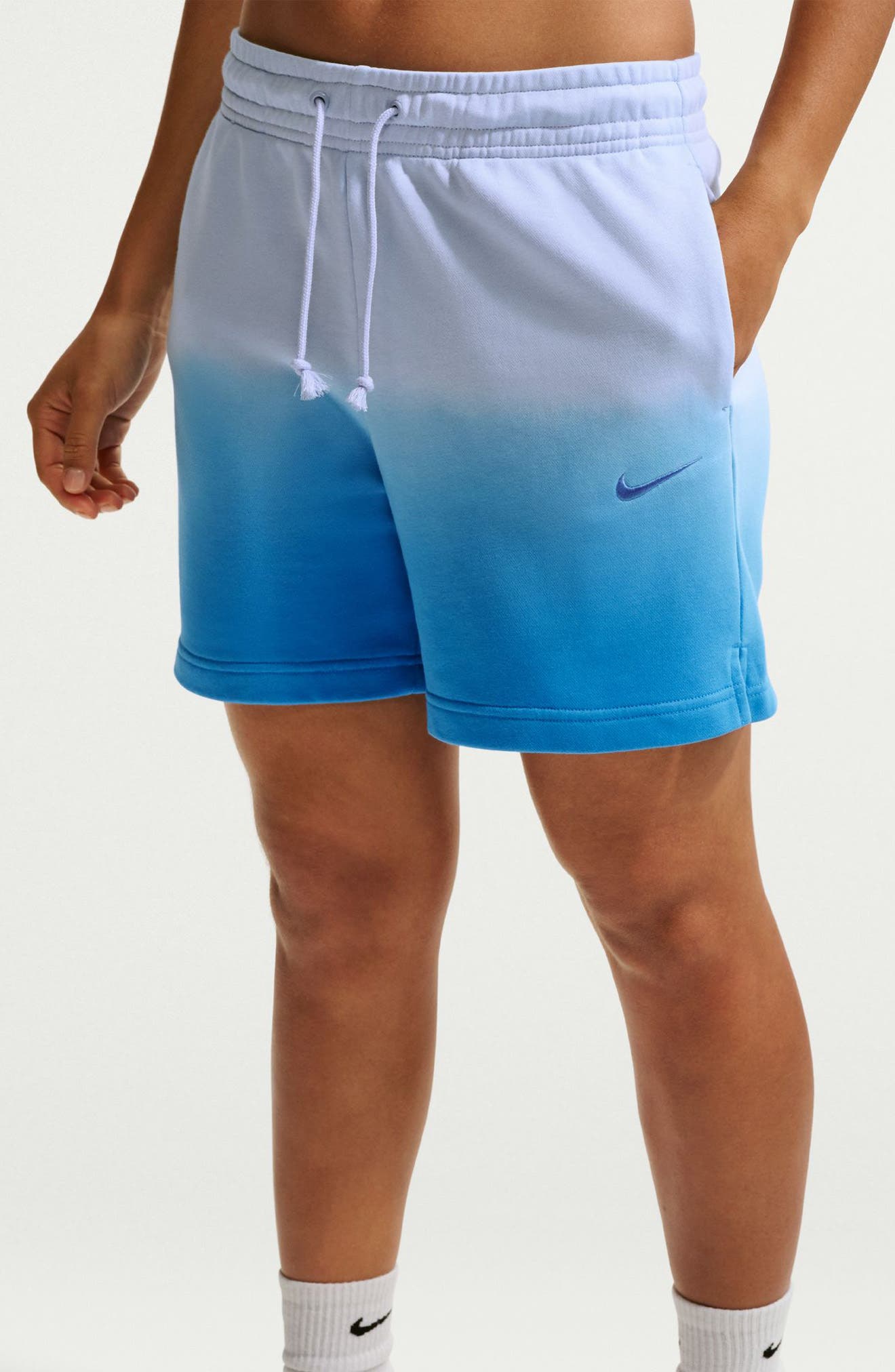 Nike Phoenix Fleece Mid Rise Dip Dye Shorts (Women) | Nordstromrack