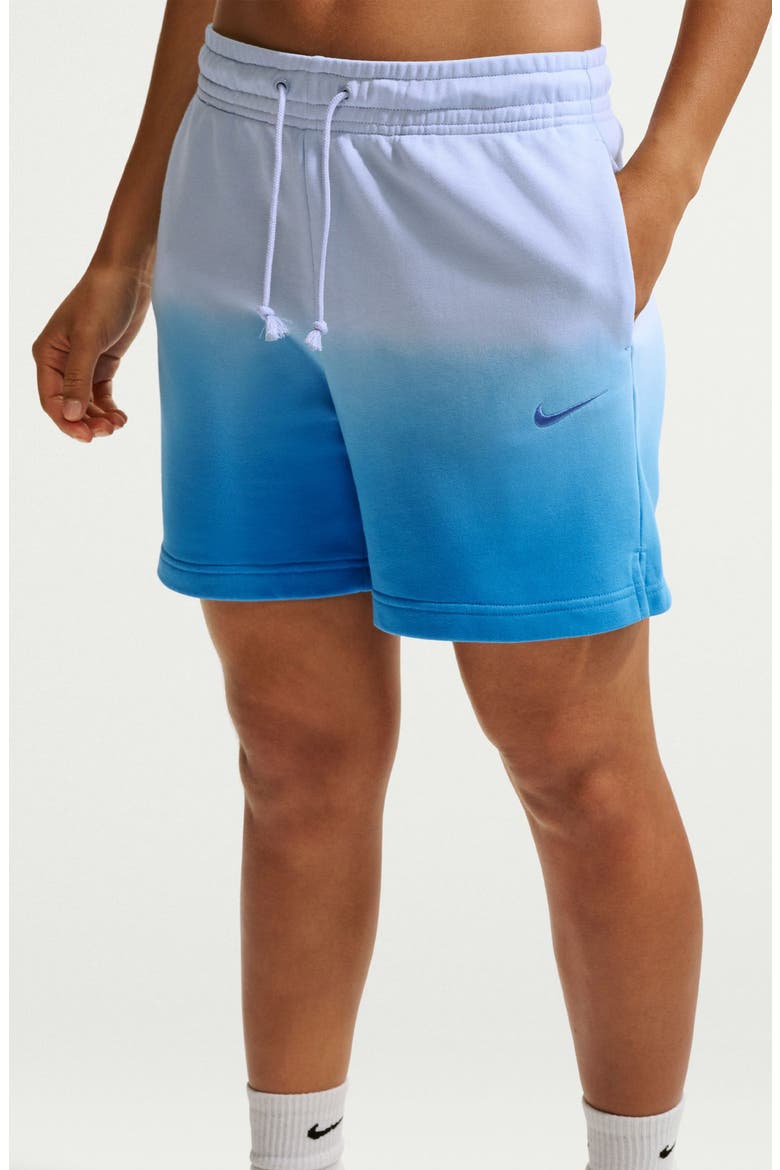 Phoenix Fleece Mid Rise Dip Dye Shorts, Alternate, color, HYDROGEN BLUE/ LT PHOTO BLUE