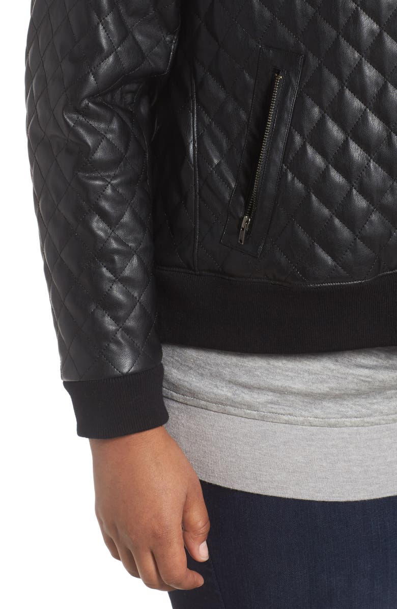 Sejour Quilted Faux Leather Bomber Jacket, Alternate, color, 