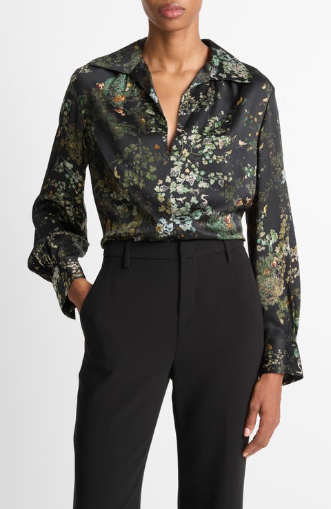 Grape Vine Silk Button-Up Shirt