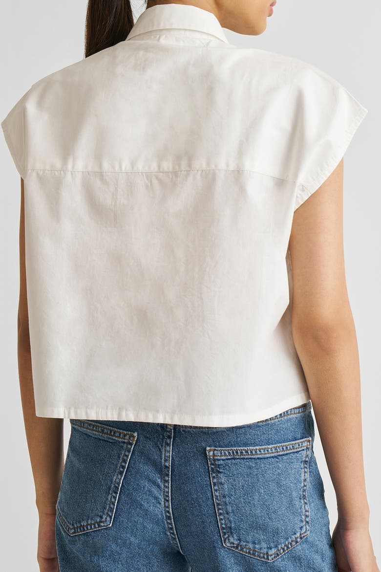 Embroidered Panel Crop Top, Alternate, color, White