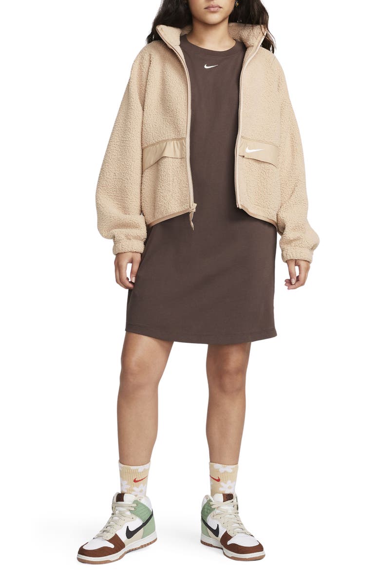 Sportswear Chill Knit Oversized T-Shirt Dress, Main, color, BAROQUE BROWN/ SAIL