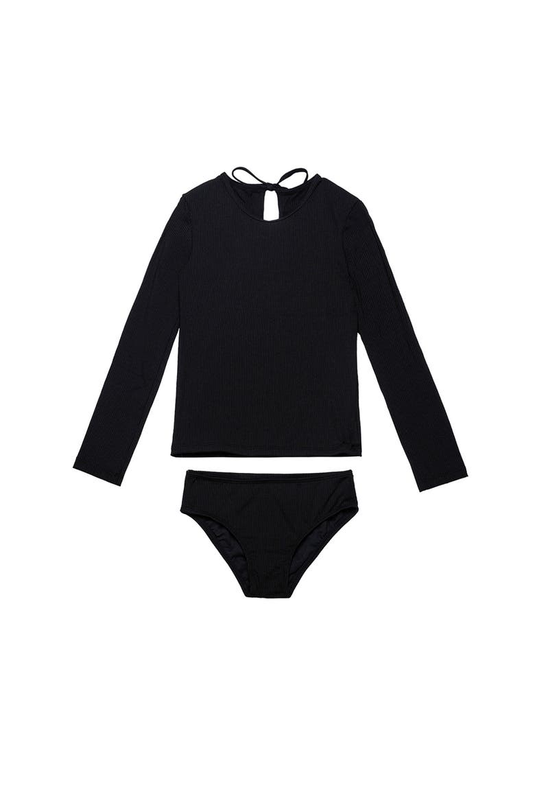 Freya Rib Long Sleeve Rash Guard Set, Main, color, Black