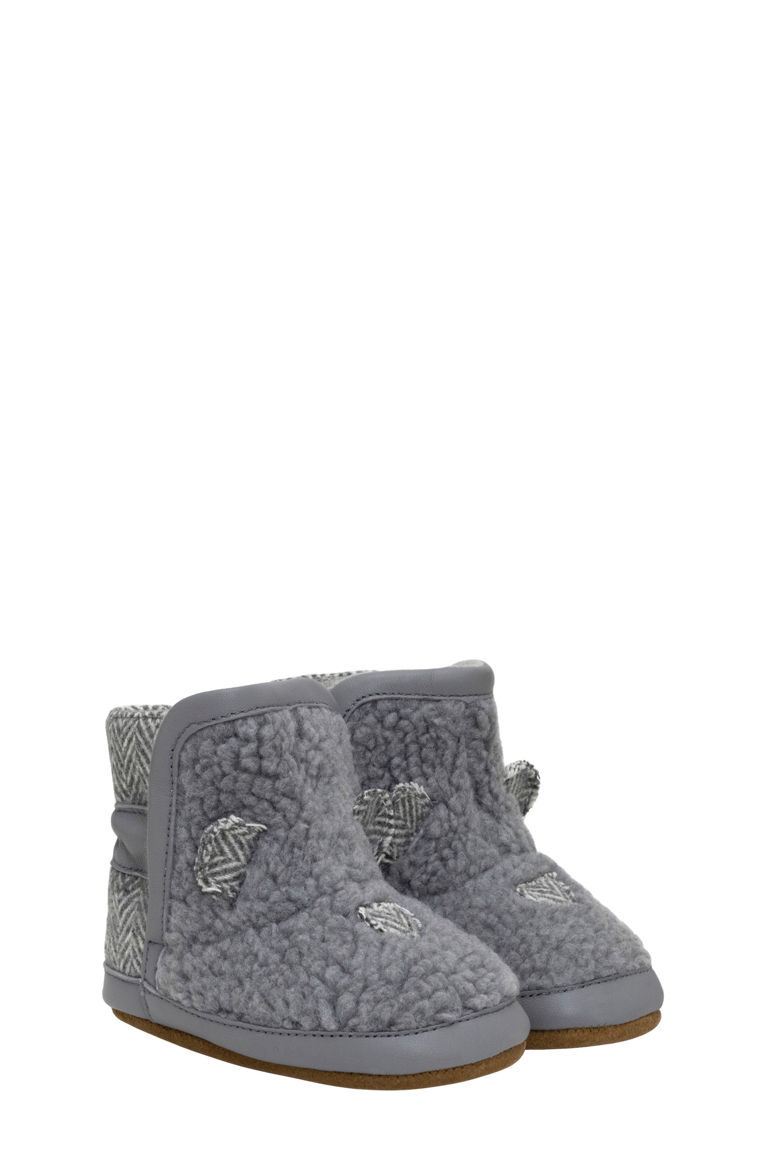 Robeez<sup>®</sup> Kids' Wren Faux Shearling Bootie, Main, color, Grey