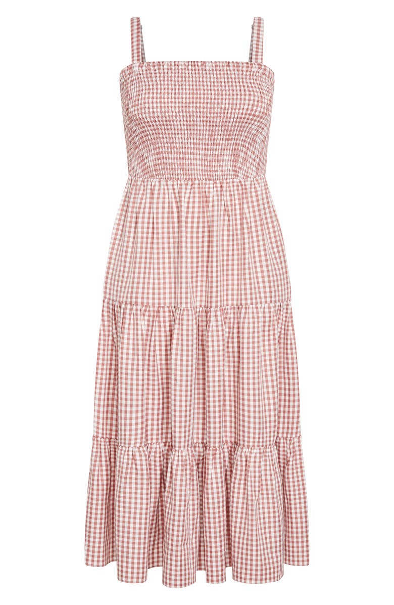 City Chic Gingham Smocked Maxi Sundress, Alternate, color, 