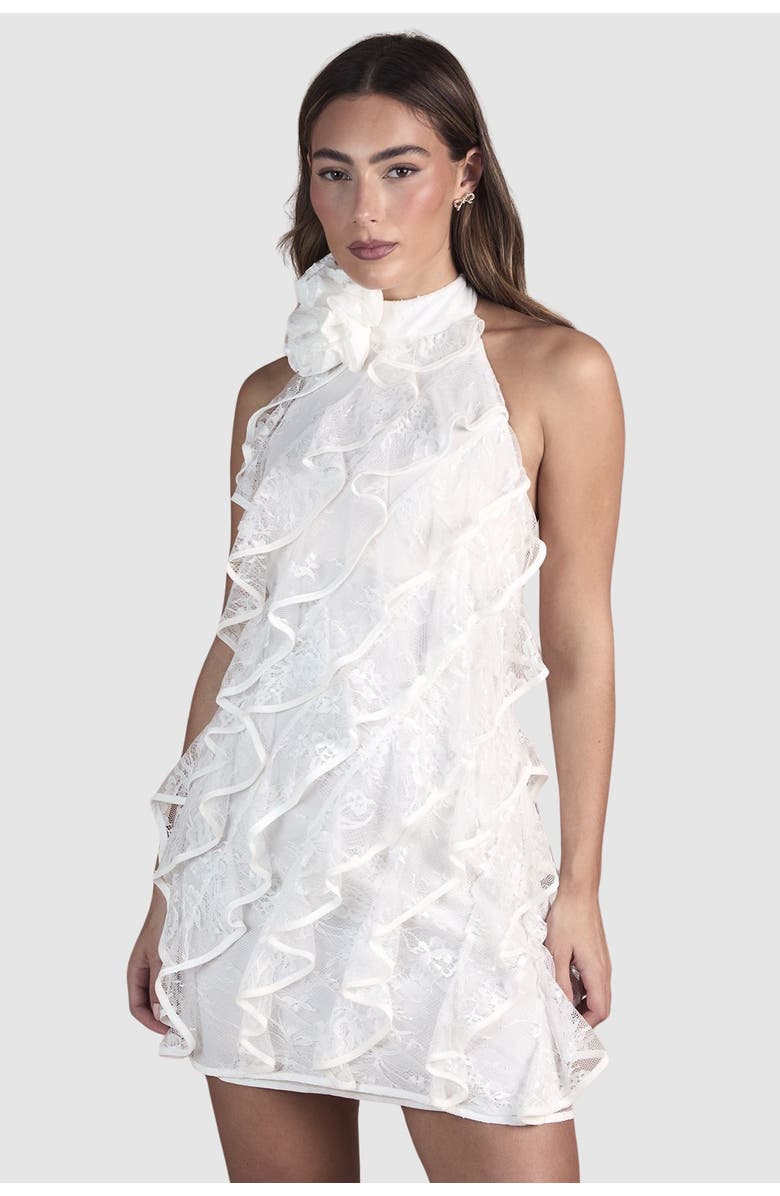 Coast Lace Frill Mini Bridal Dress, Main, color, Ivory