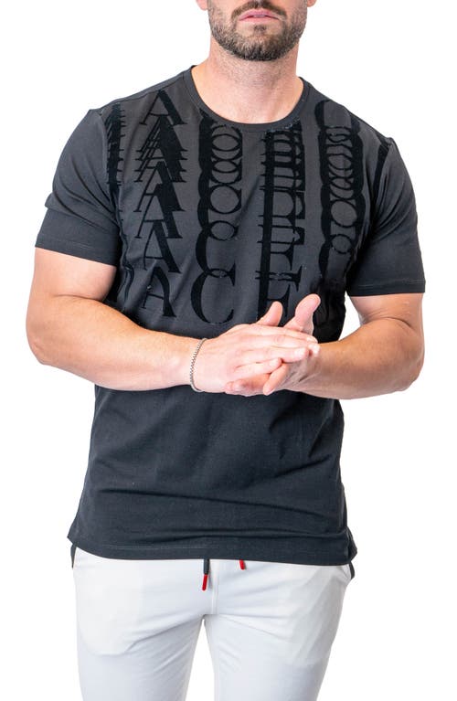 Maceoo Repetition Black Logo Appliqué Stretch Cotton T-shirt In Gray