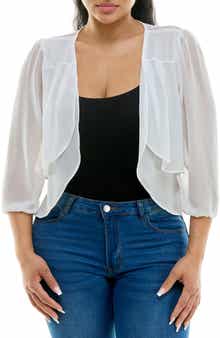 Nina Leonard Tiered Chiffon Shrug