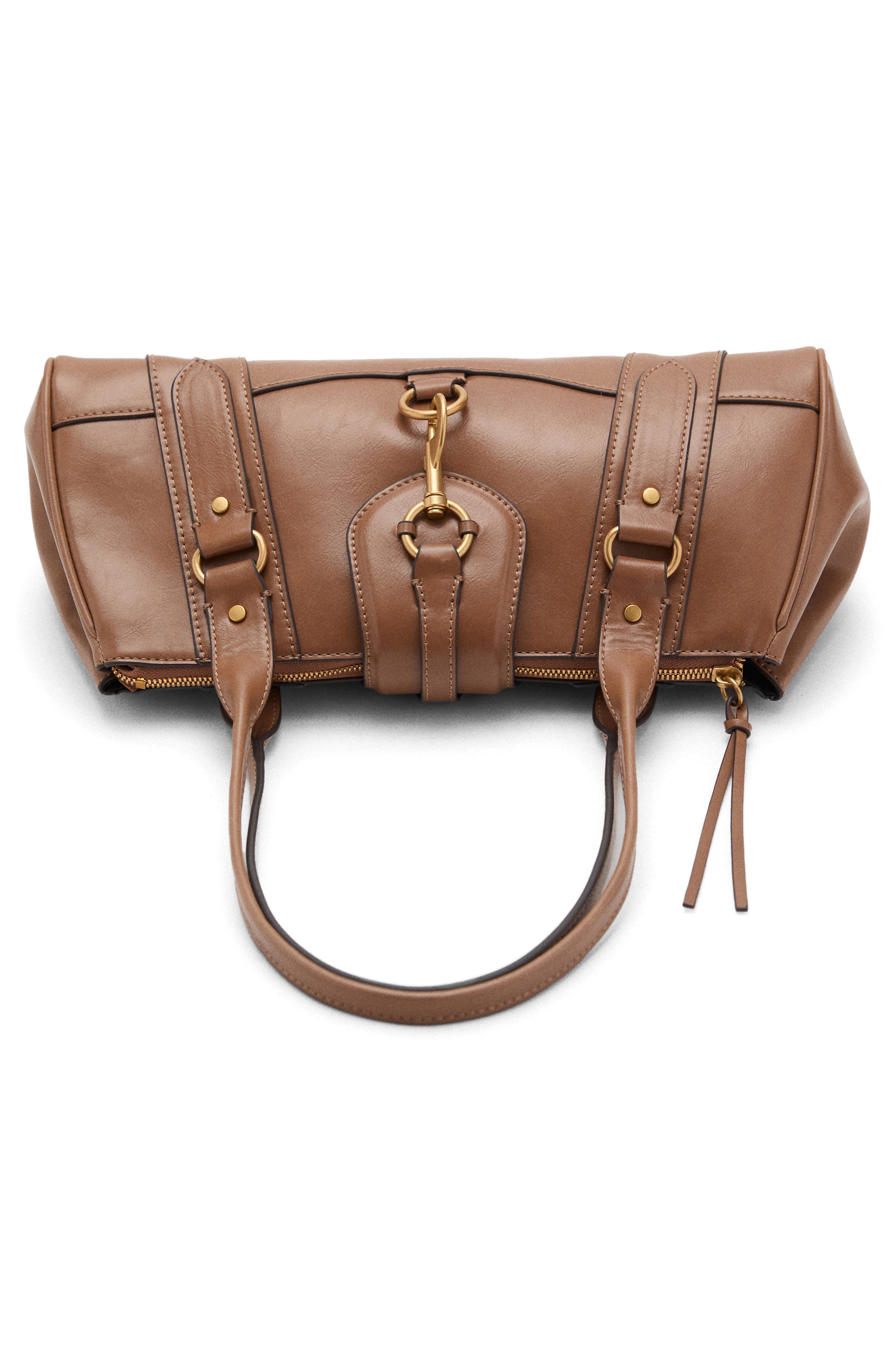 MANGO Medium Faux Leather Shoulder Bag, Alternate, color, Caramel