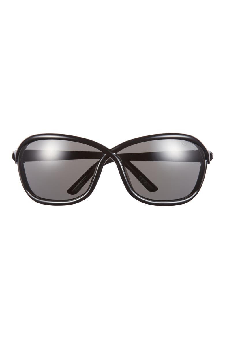 68mm Gradient Square Sunglasses, Main, color, SHINY BLACK / SMOKE