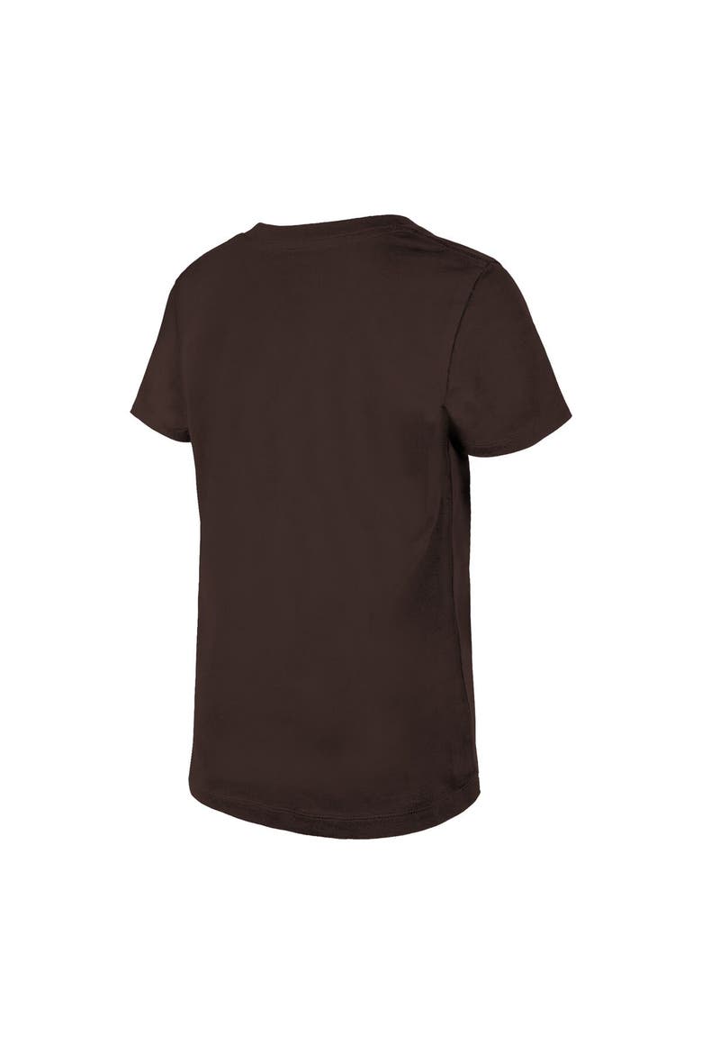 Girls Youth New Era Brown Cleveland Browns Reverse Sequin V-Neck T-Shirt, Alternate, color, Brown