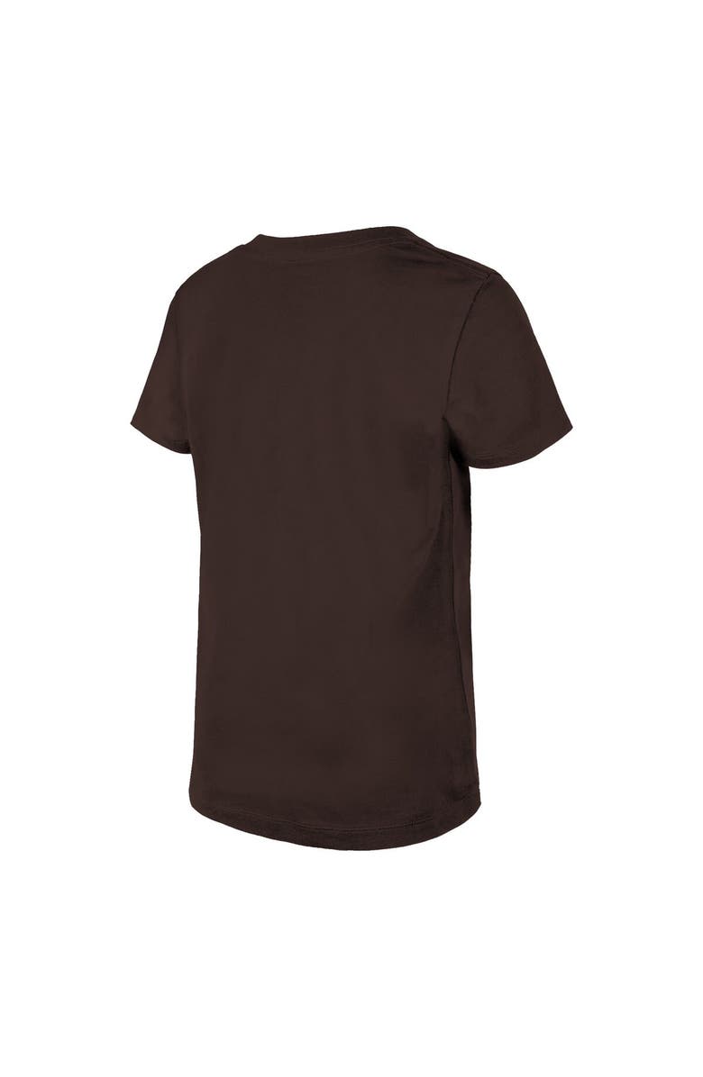 New Era Girls Youth New Era Brown Cleveland Browns Reverse Sequin V-Neck T-Shirt, Alternate, color, 