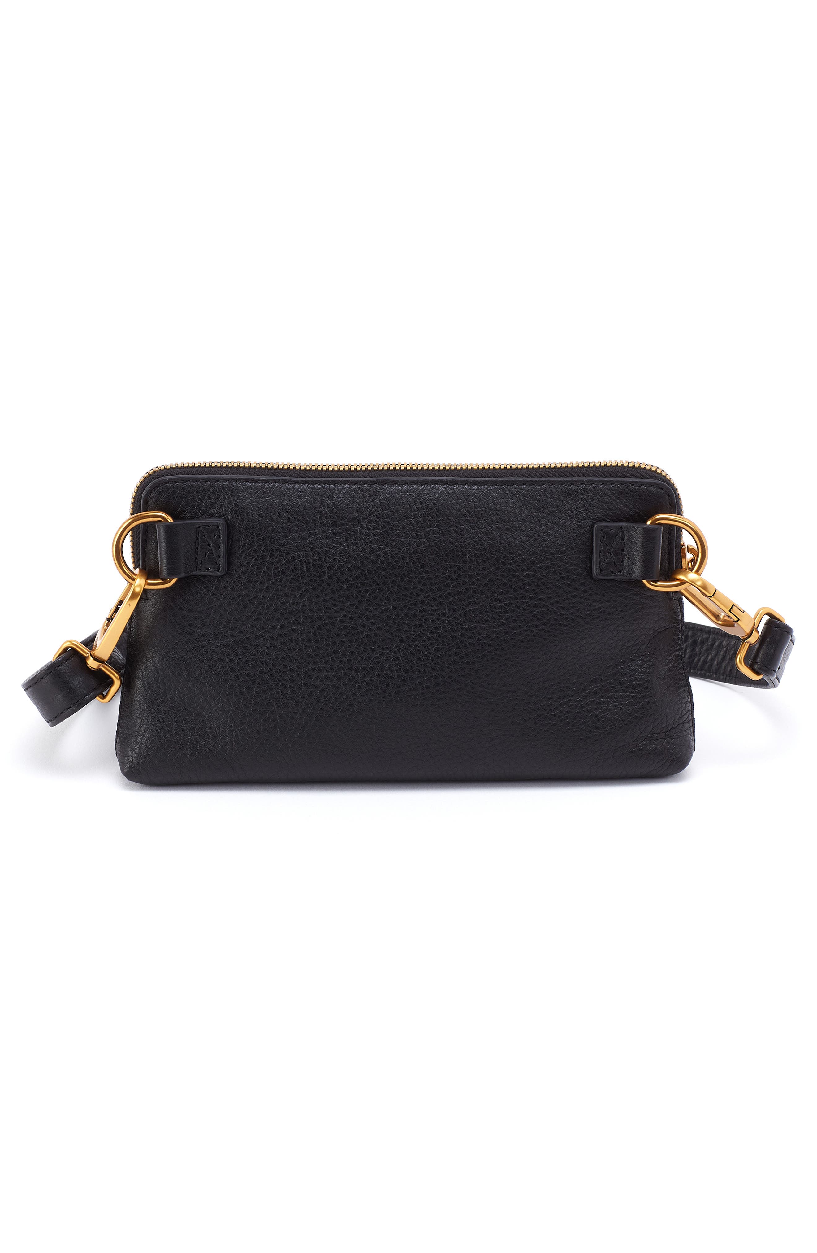 HOBO Slim Fern Leather Belt Bag, Alternate, color, Black