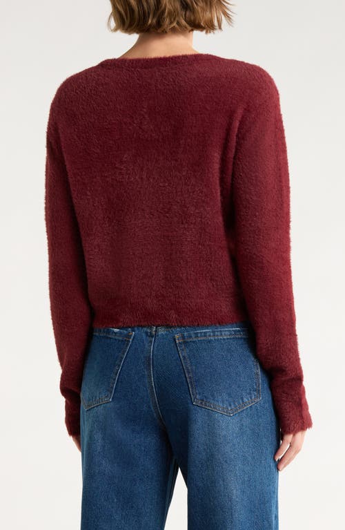 Abound Eyelash Knit Cardigan In Burgundy