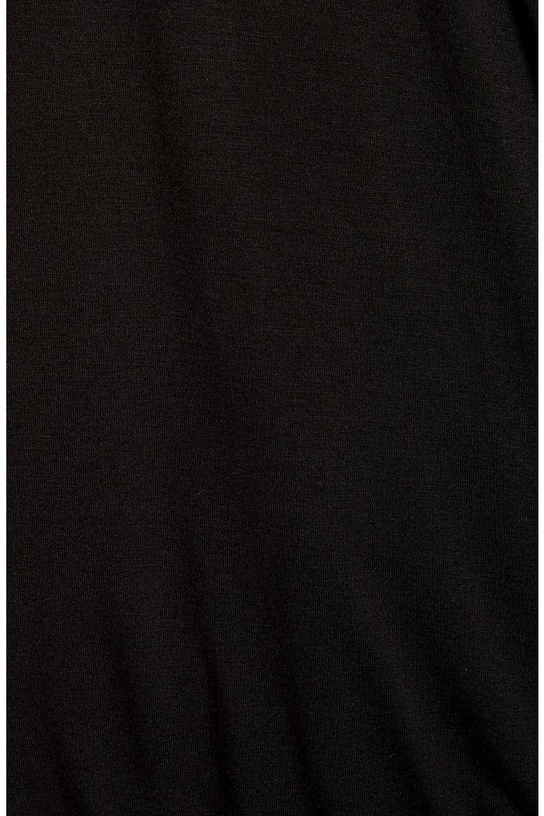 Dot Chiffon Sleeve Faux Wrap Top, Alternate, color, BLACK
