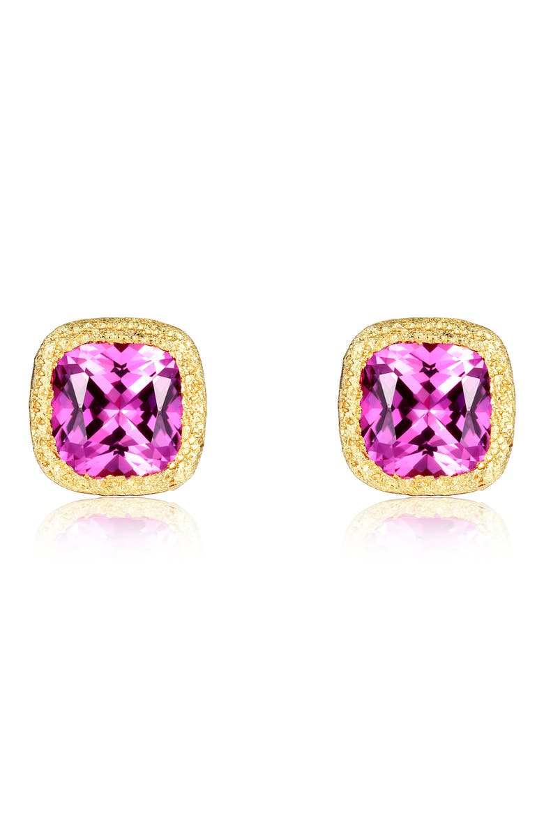 Created Sapphire Cushion Stud Earrings, Main, color, PURPLE