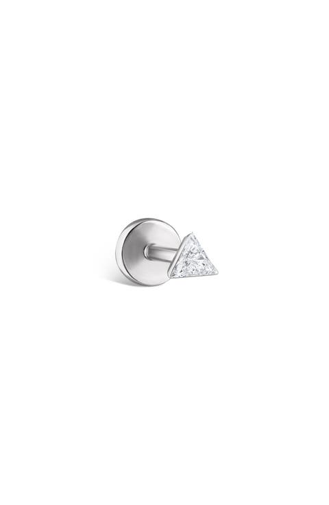 Single Invisible Set Triangle Diamond Earring