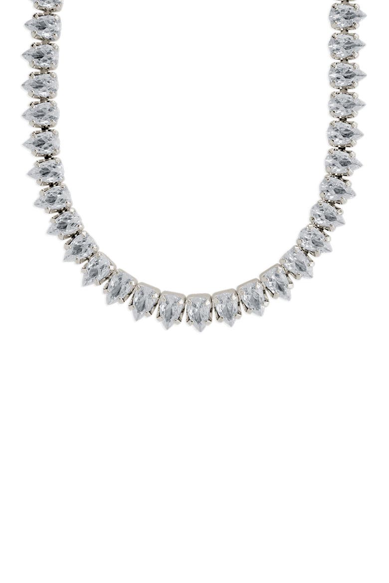 Pear Cut Tennis Necklace, Main, color, SILVER