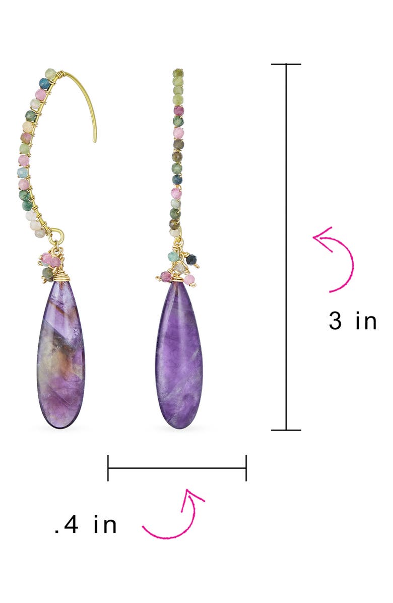 BLING JEWELRY Cluster Teardrop Earrings, Alternate, color, Purple