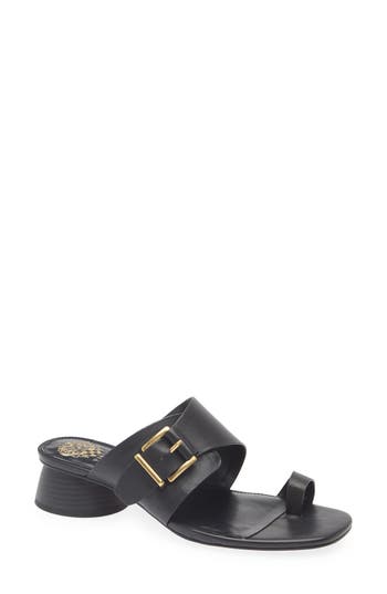 Vince Camuto Lenqua Toe Loop Block Heel Sandal In Black
